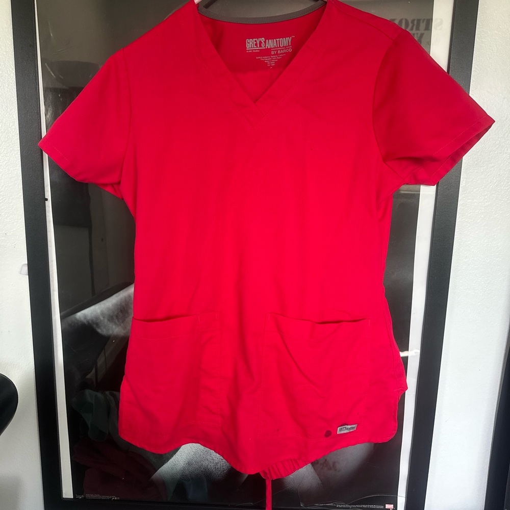 Grey's Anatomy Vivid Red Scrub Top